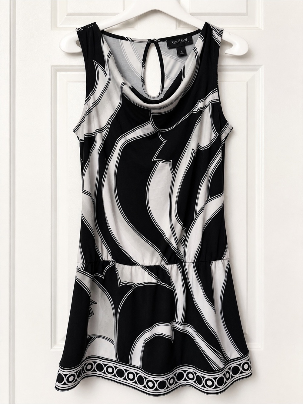 White House Black Market Geometric Sleeveless Shift Drop Waist Dress Size Small